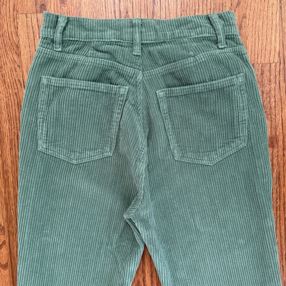 Reformation Cynthia Button Fly Corduroy Pants Jeans in Moss Green size 27 - Picture 10 of 16